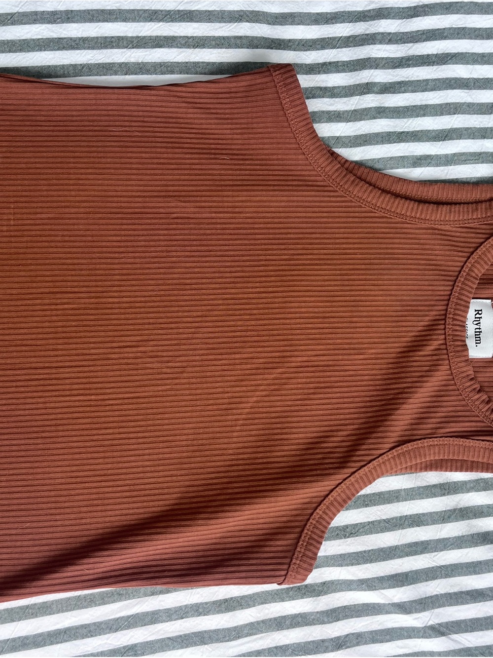 Rhythm. Ribbed Tank Top in Rust Brown